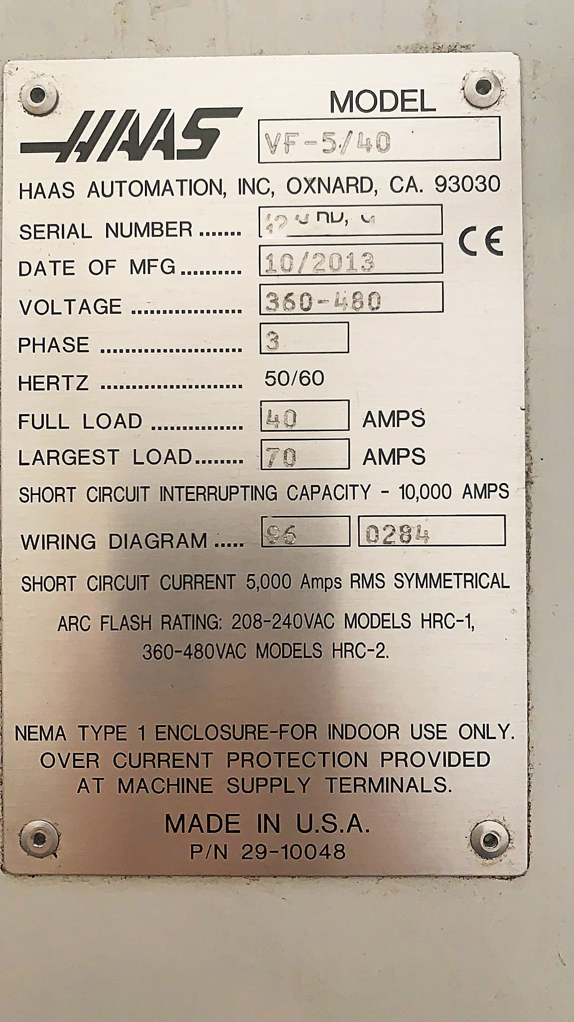 Used HAAS VF 5 40-2013