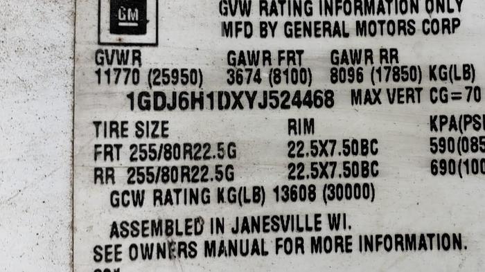 Used 2000 GMC 6500 w/ Telsta T36C Cable Placer Bucket Truck