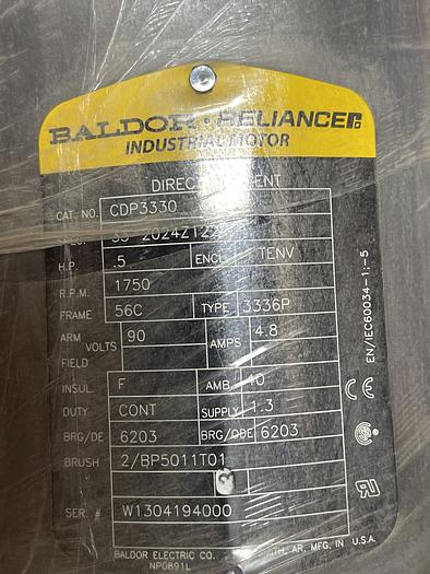 Baldor CDP3330, .5 HP, 90 V, 1750RPM