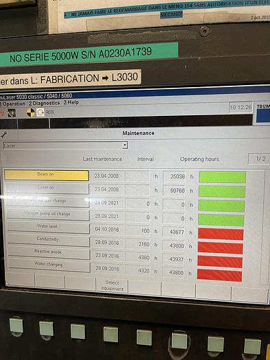 Used 6000 WATT, TRUMPF, L3050, 2005, CNC LASER