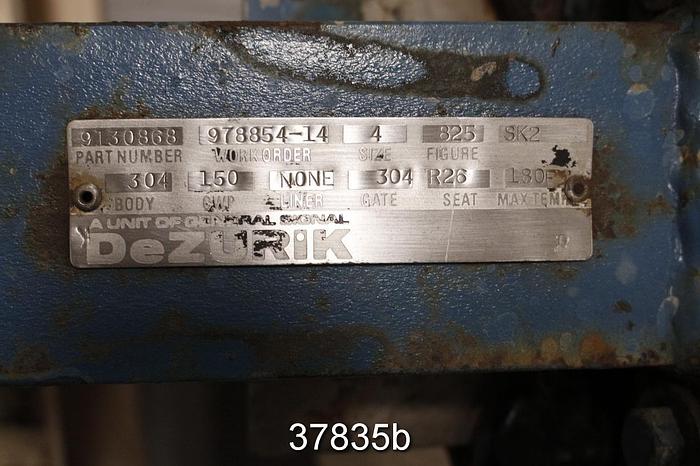 Used Dezurik 4" Hand Operated Knife Gate Valve #37835