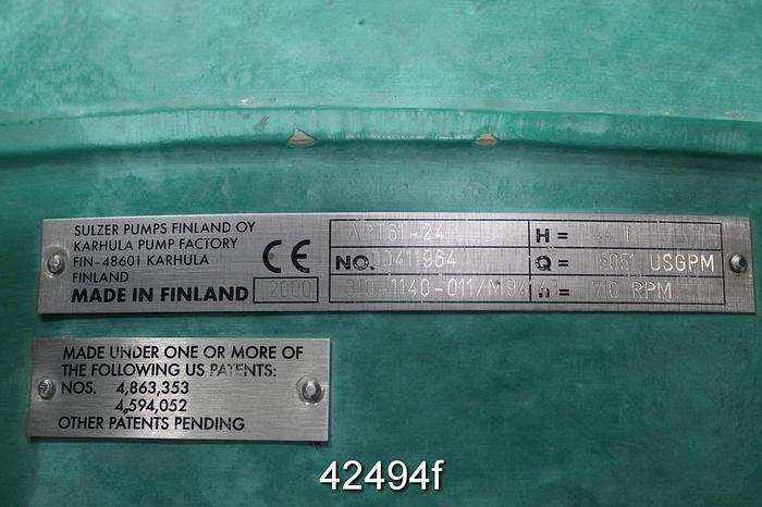 Used Sulzer APT 61-24 24x24x28 Pump #42494