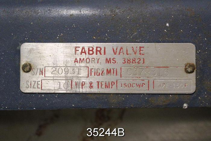 Used Fabri C37R316 10" Air Operated Knife Gate Valve #35244