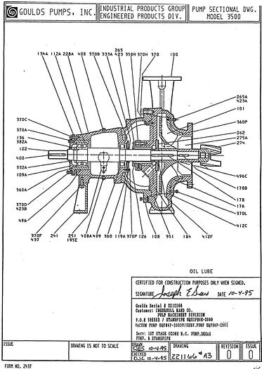 Used Goulds 3500 Pump, Medium Consistency, 4X8X18 #23220
