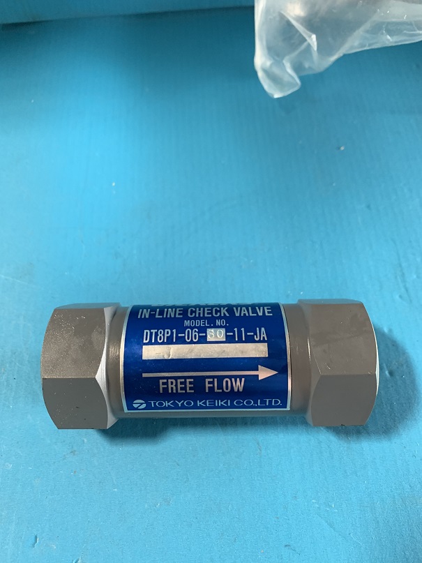Used Tokyo Keiki In-Line Check Valve DT8P1-06-30-11-JA-J