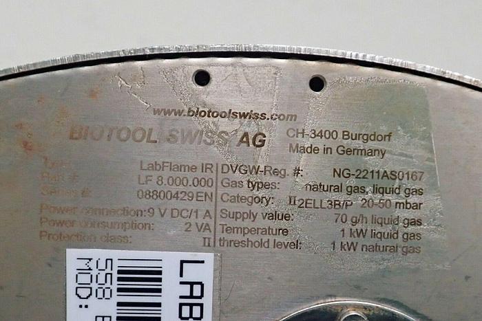 Used Lot of 2 Biotool NeuTec LabFlame IR Laboratory Bunsen Burners with AC Adaptor