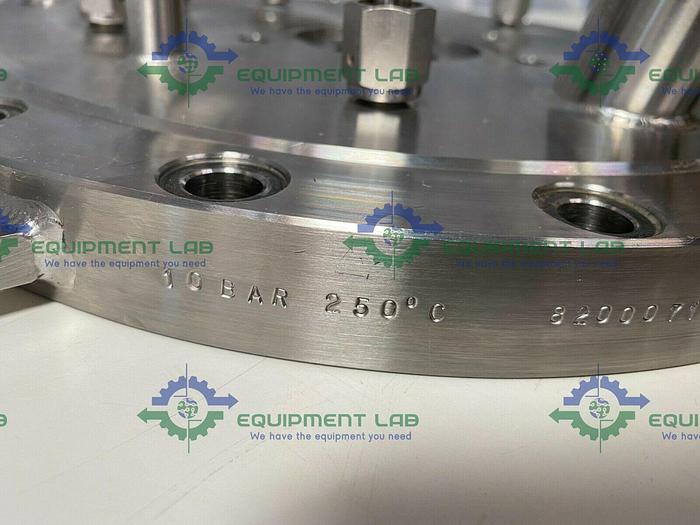 Used Buchiglasuter 14" Diameter Stainless Steel Vessel Cap w/ Multiple Ports 150 PSI @ 250°C