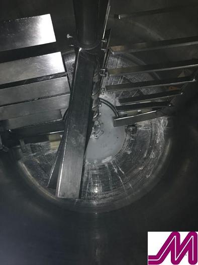 Used Fairfield 500 Gallon Jacketed Full Vacuum Mixer with Contra Rotating Scrape Wall Agitator and Bottom Moued High Shear Mixer