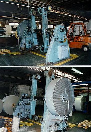 Used Zerand  Double Turret Unwind, 60" Width, 72" Rewind Dia, Shaftless, Floor Pick-Up #11563