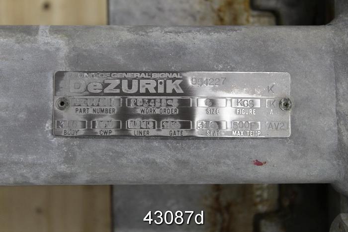 Used Dezurik 8" Hand Operated Knife Gate Valve #43087