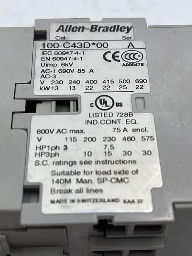 Used Allen-Bradley 100-C43D*00 Ser A