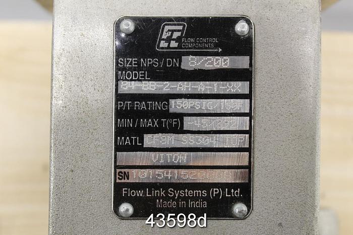 Unused Flow Control Components 8" Hand Operated Knife Gate Valve #43598