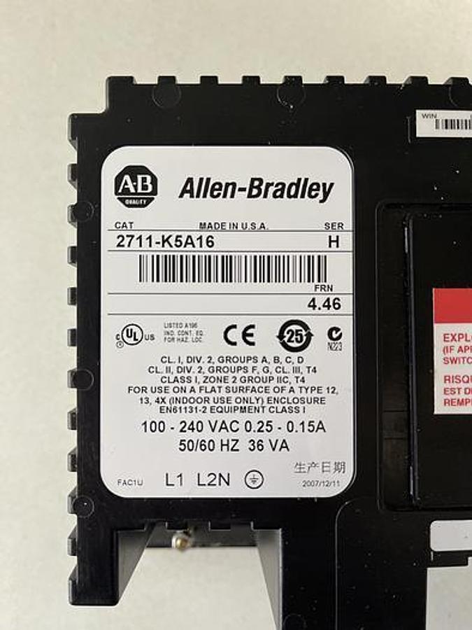 Used Allen-Bradley 2711-K5A16 Series H PanelView 550