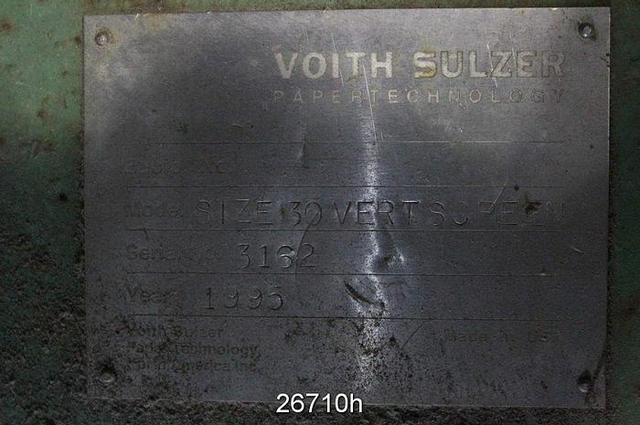 Used Voith VPS30 Voith Pressure Screen, Vps30, Slotted Screen Basket, Multifoil Low Pulse Rotor #26710