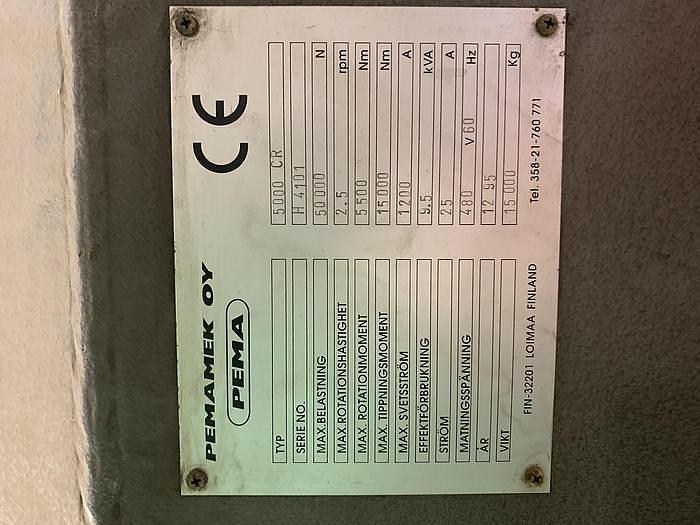 Used PEMA MODEL 5000 CR 11,240 LB CAPACITY 4TH & 5TH AXIS DROP CENTER WELDING POSITIONER OR FOR MACHINING APPLICATIONS