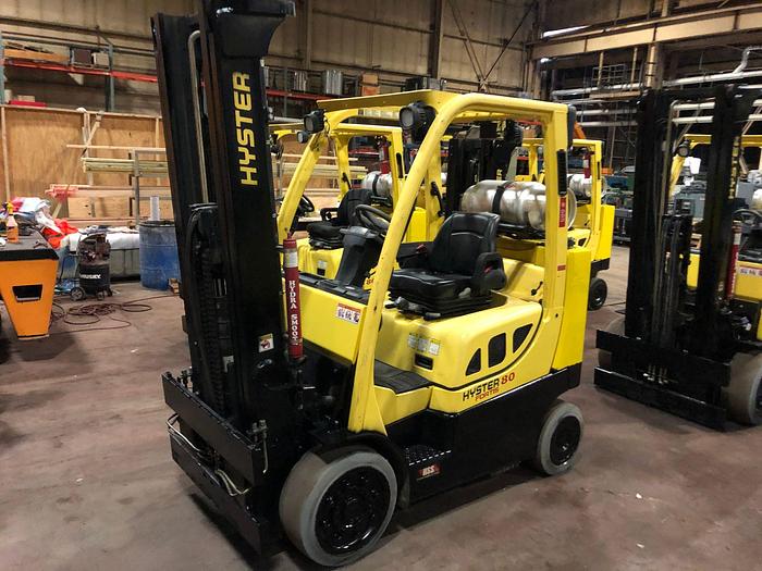 Used 8,000 POUND HYSTER MODEL S80FTBCS MFG. 2014 TWO STAGE MAST