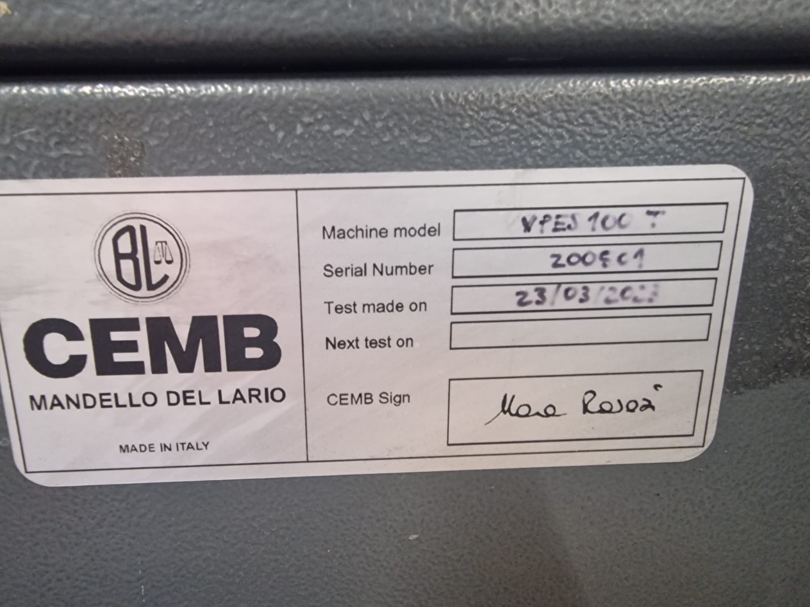 Usato Equilibratrice-Bilanciatrice verticale per volani CEMB VPES 100 T