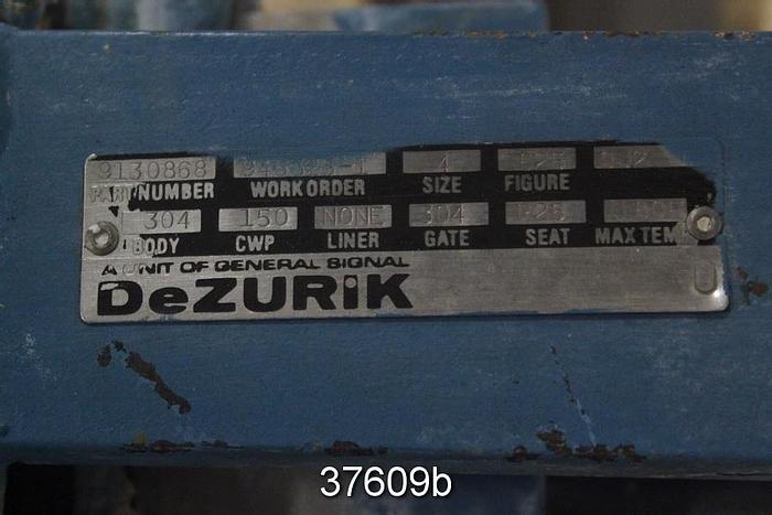 Used Dezurik 4" Hand Operated Knife Gate Valve, 9130868 #37609