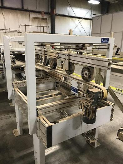 Used 2 INCH WIDE x 6 FT LONG SMALL BELT FEED CONVEYOR WITH ADJUSTABLE GUIDE & 5-ROLLER HOLD DOWN SYSTEM