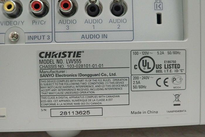 Used Christie Model LW555 5,500 Lumens 1280x800 HDMI Large Venue Projector