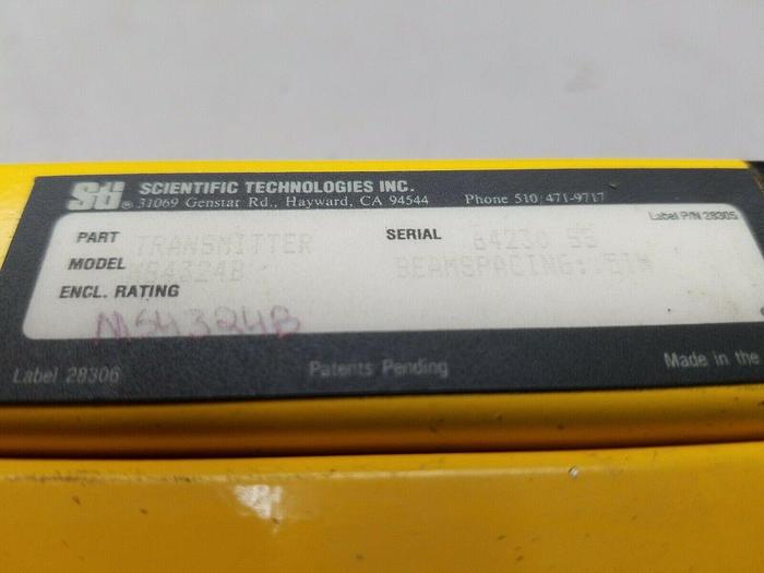 Used STI MiniSafe B Series Light Curtain Transmitter MS4324B, MS4324B Receiver