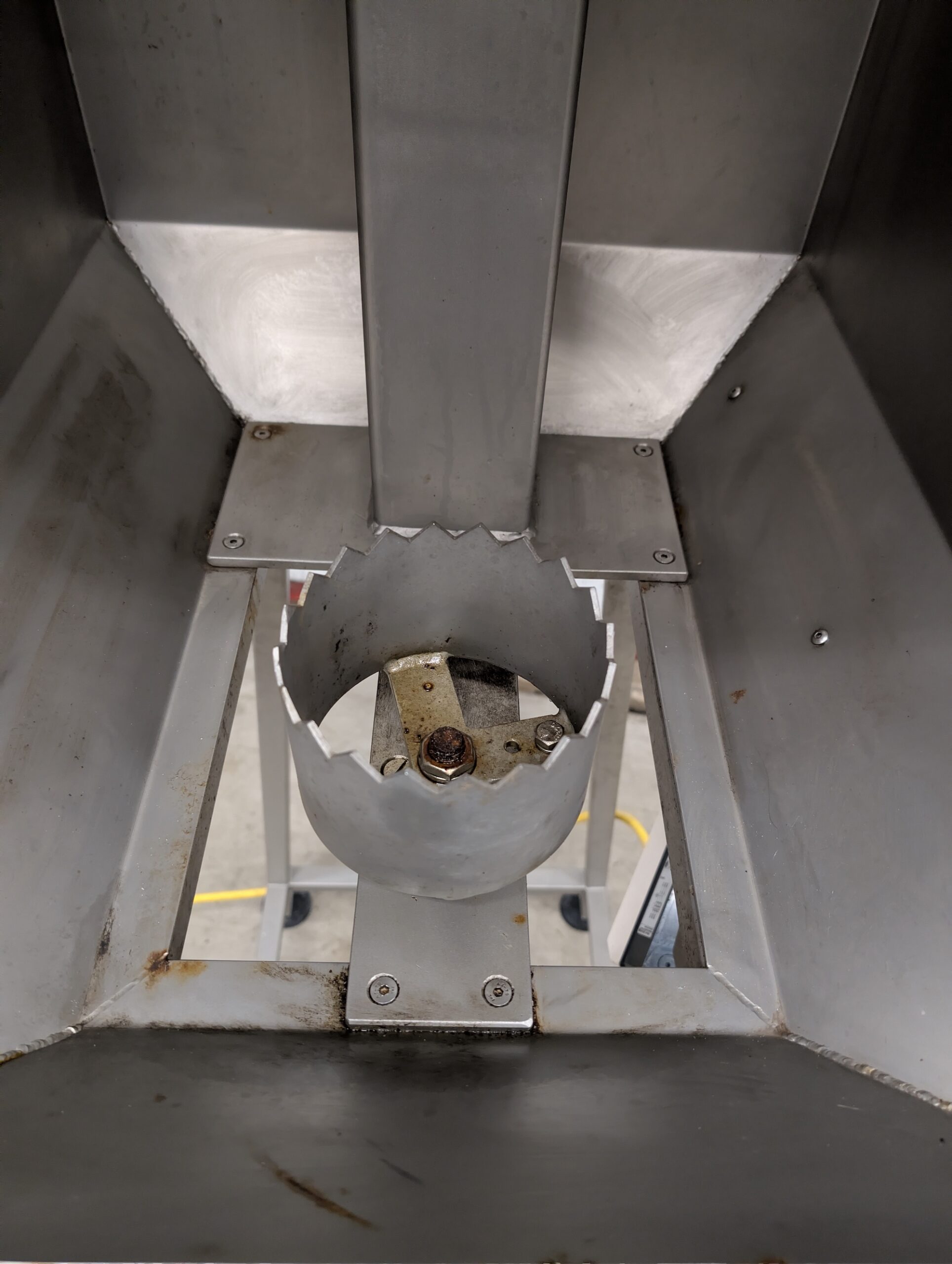 Used Pneumatic cabbage corer on stainless steel stand