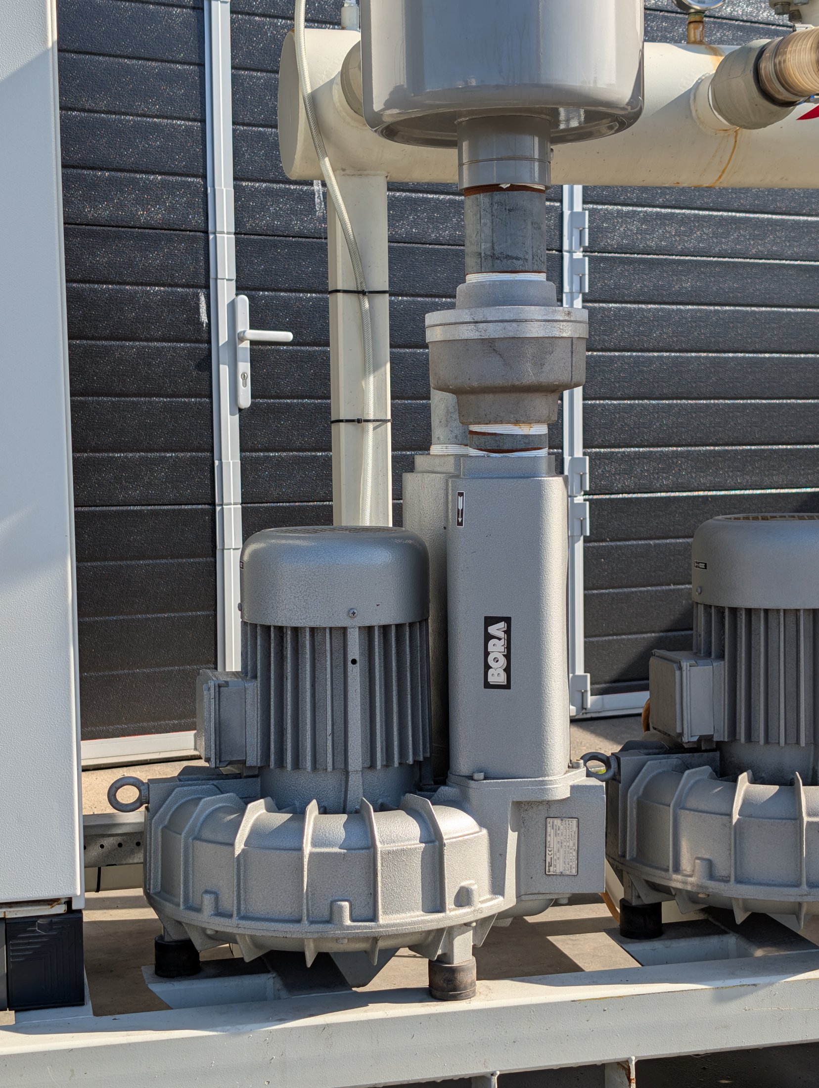 Used Bora SAP 450 three-pump vacuum unit with control cabinet