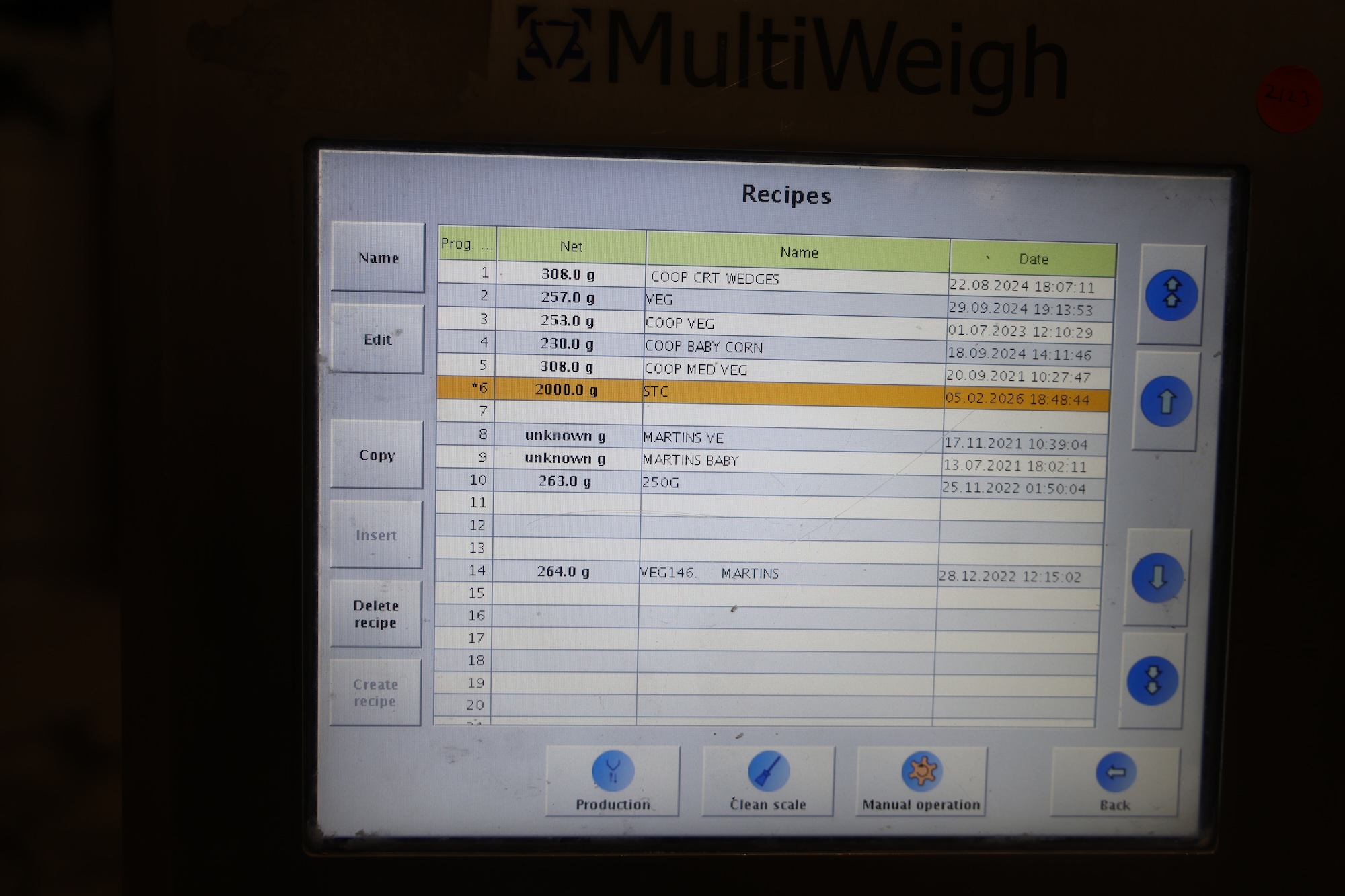 Used 2015 Multiweigh 16 heads (3-mix) multihead with memory buckets