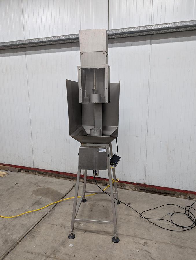 Used Pneumatic cabbage corer on stainless steel stand