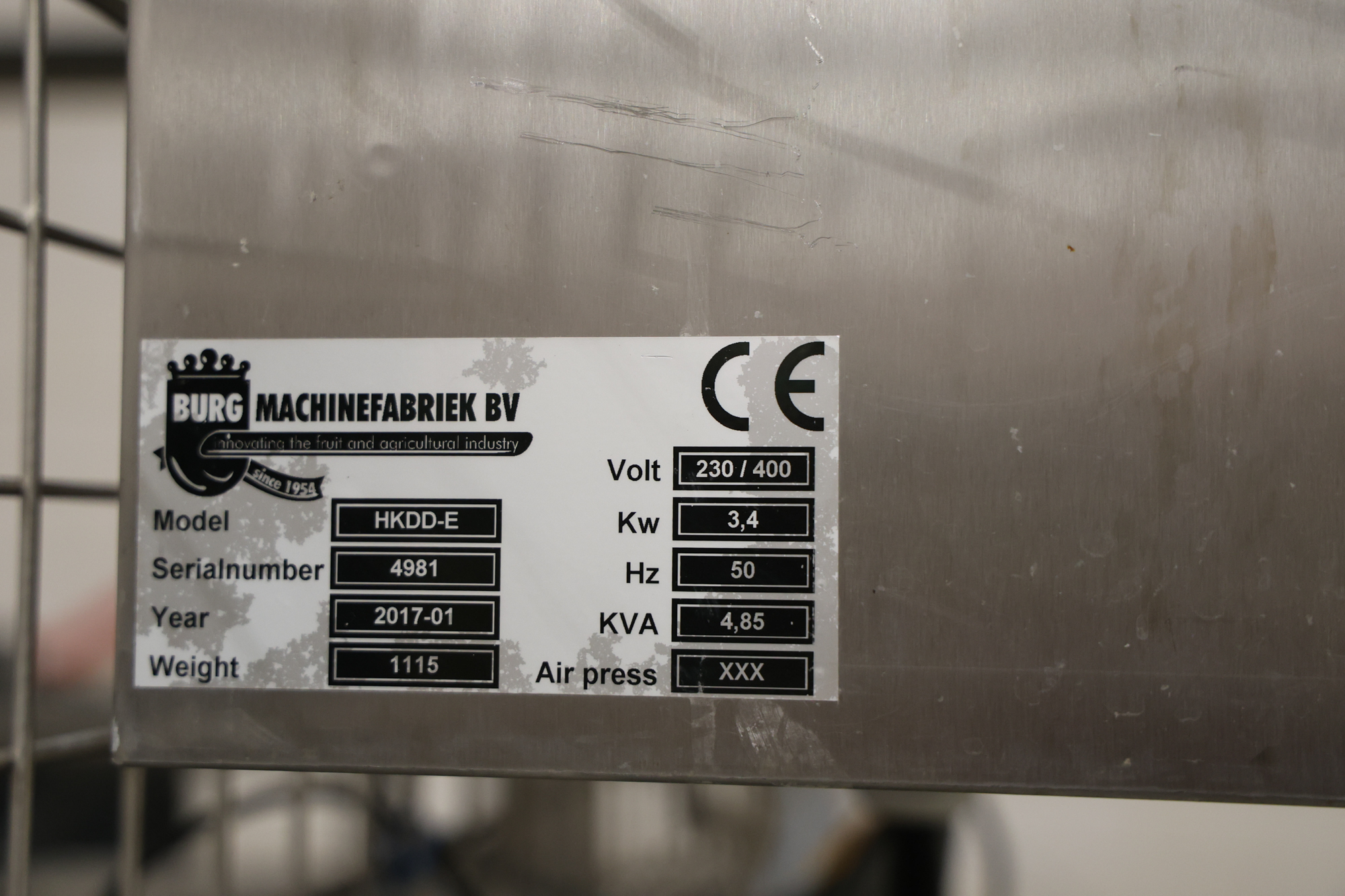 Used 2017 Burg Machinefabriek HKDDE-E