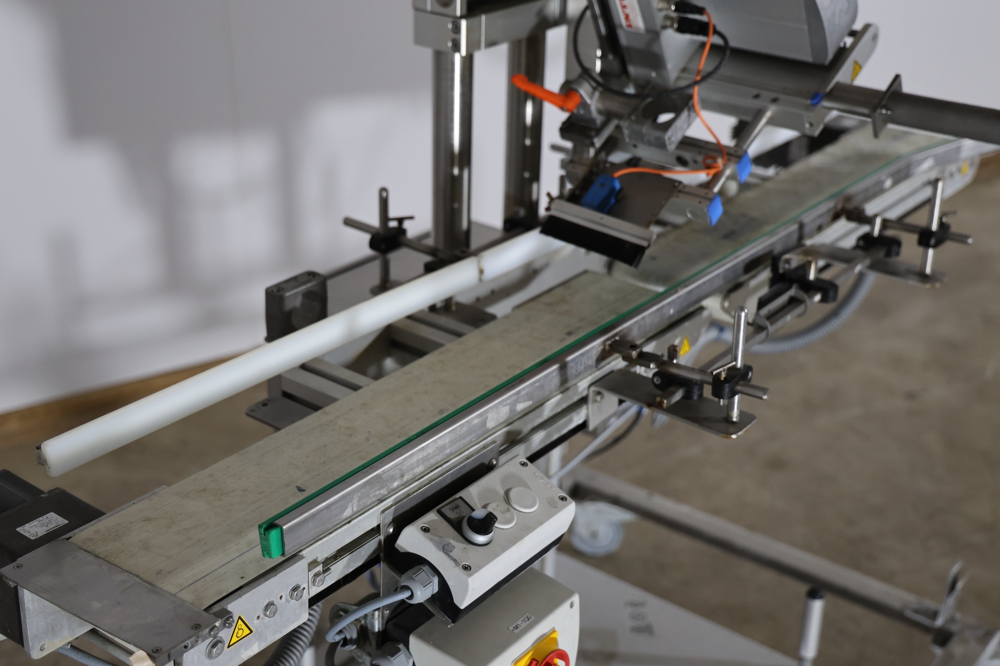 Used 2014 Herma H400 16R Labeling machine on belt