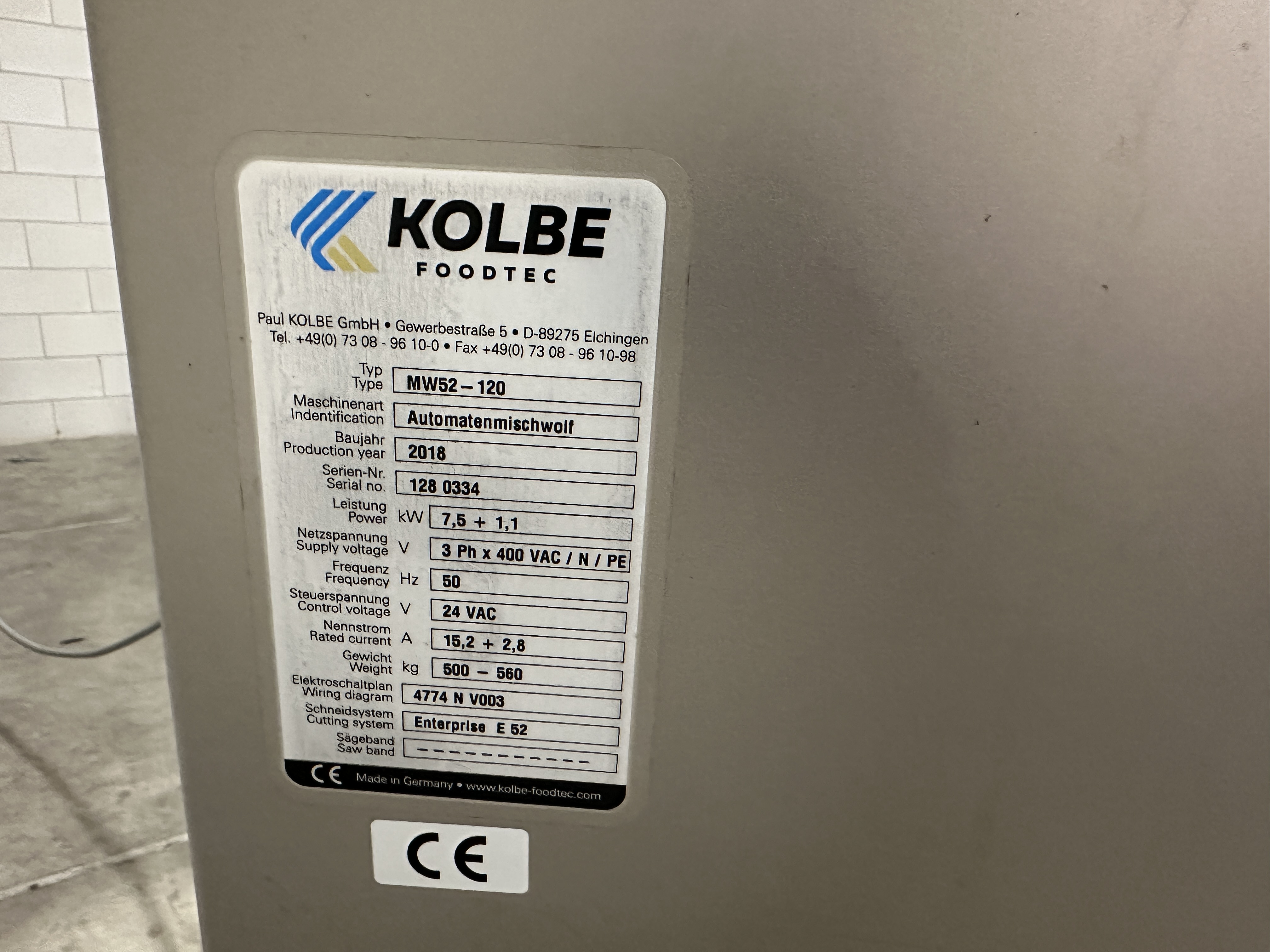 Used 2018 Kolbe MW52-120