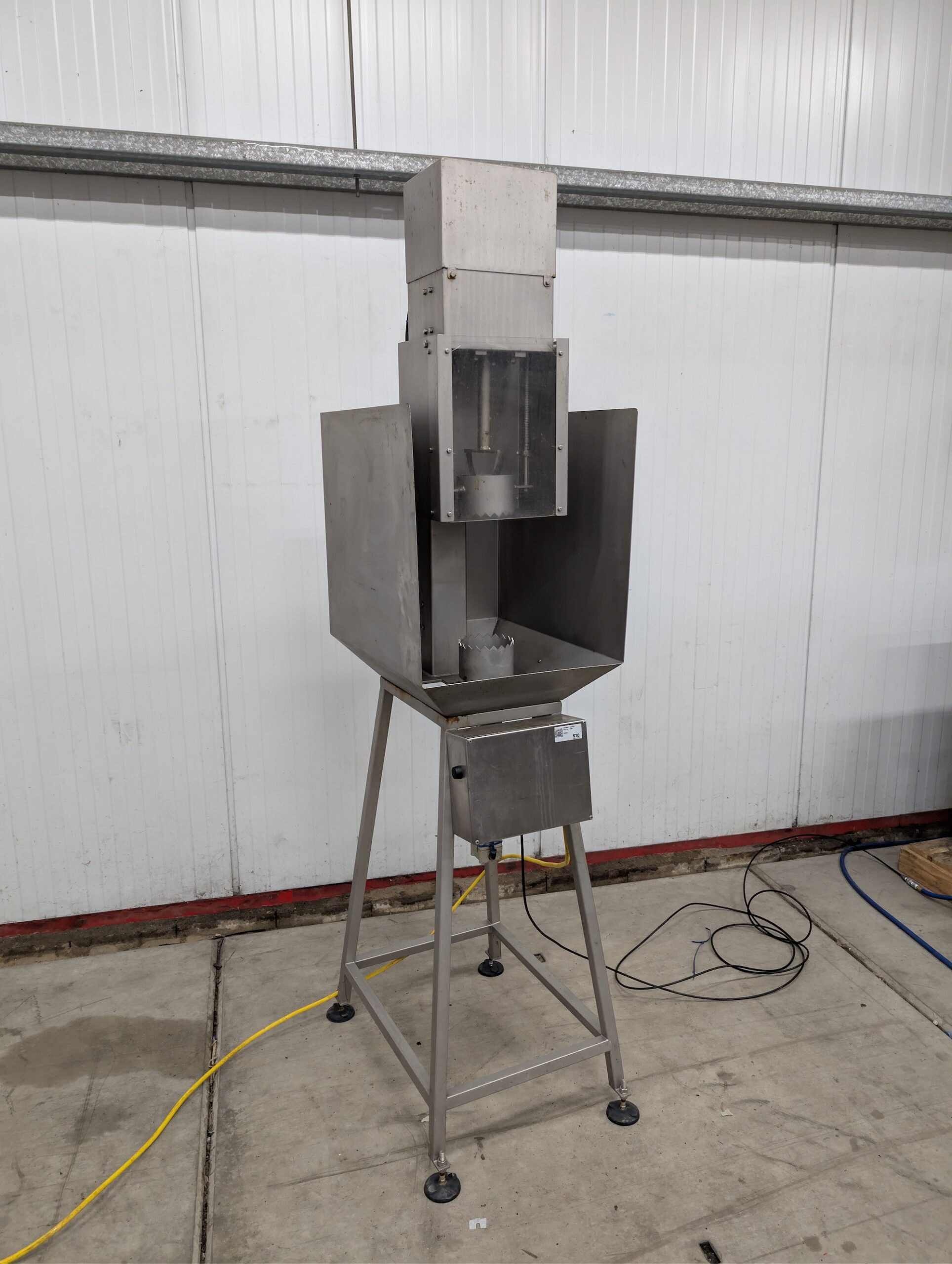 Used Pneumatic cabbage corer on stainless steel stand