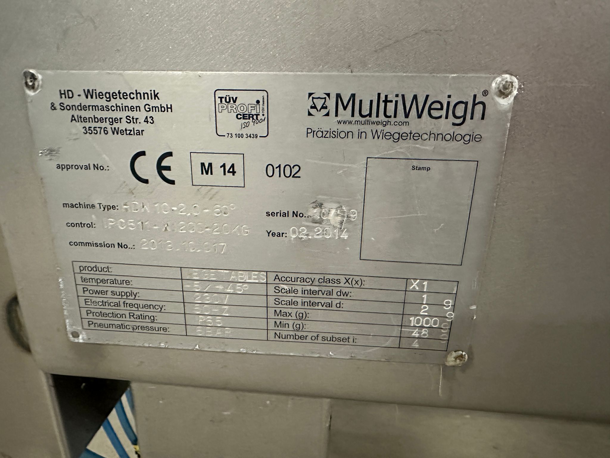 Used 2014 Multiweigh 10 heads multihead weigher