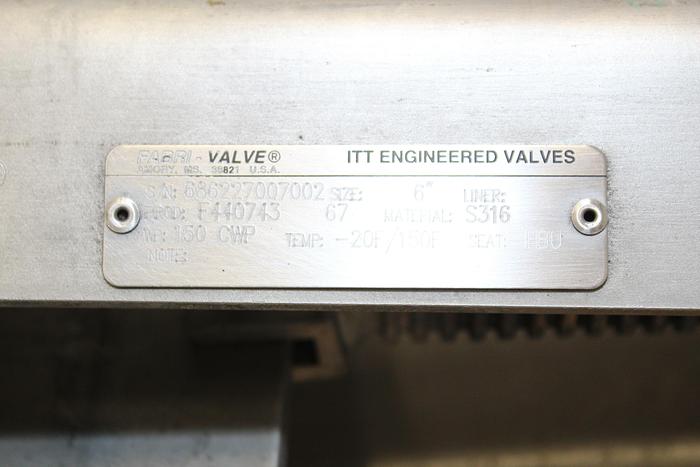 Used Fabri-Valve 6" Hand Operated Knife Gate Valve #43985