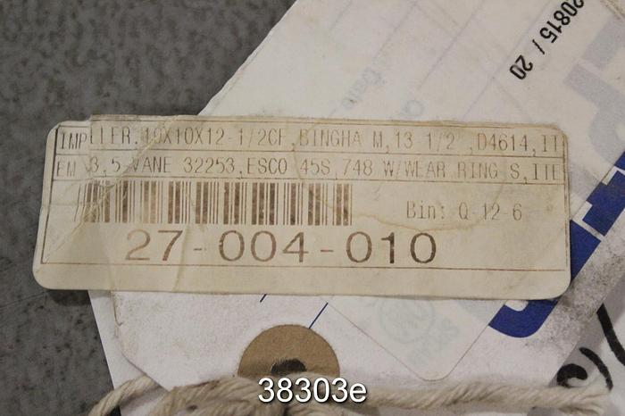 Used Sulzer Bingham CF 10x10x12-1/2 Impeller, 5 Vane, 12.5" #38303