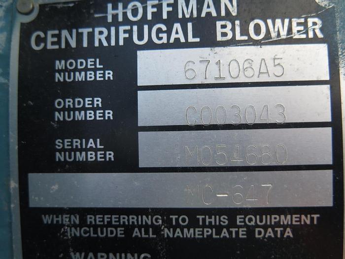 Used Hoffman Centrifugal Blower Model 67106A5, 5 Stage #41569