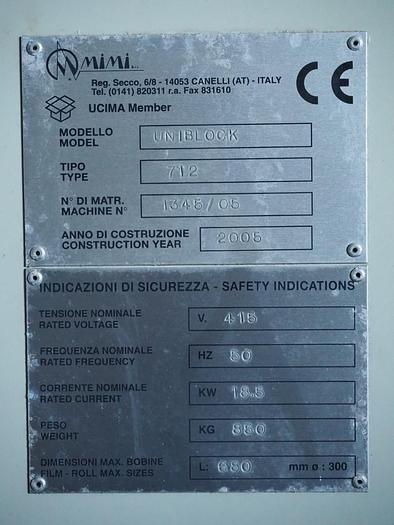 Used 2005 Adpak shrink wrapping machine, mimi uniblock 712