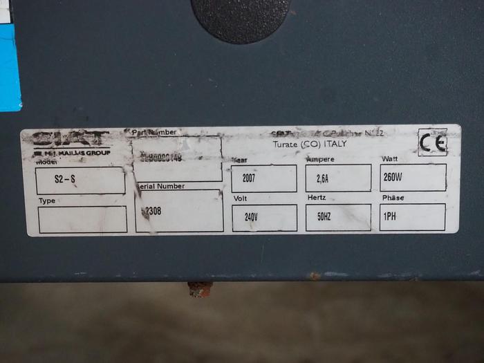 Used 2007 Siat S2-S box closing machine with top and bottom taper