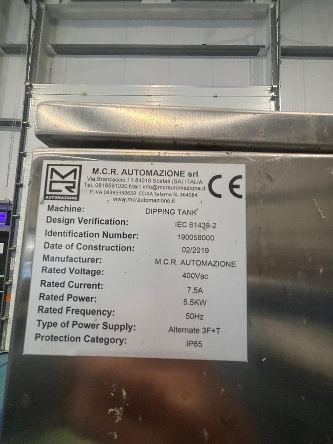 Used 2019 M.C.R Automazione SRL Dipping tank + dryer