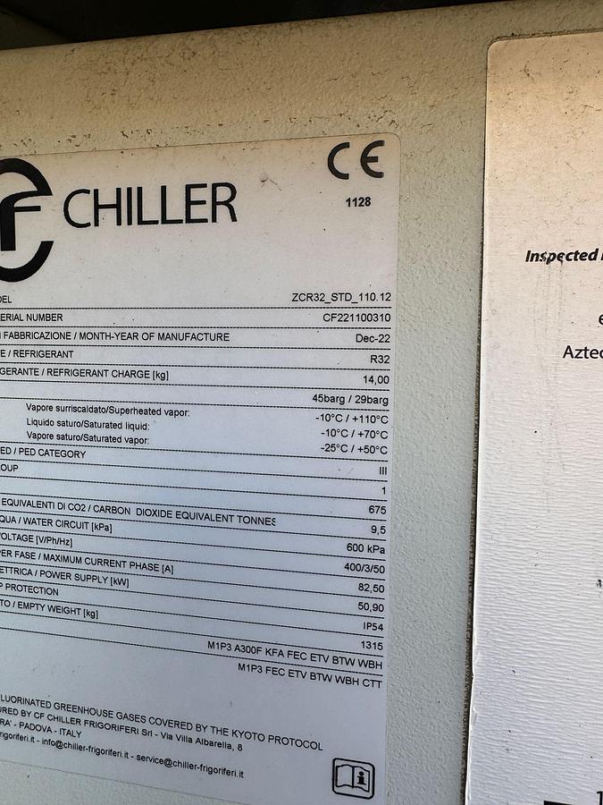 Used 2022 Frigoriferi chiller ZCR32_STD_110.12