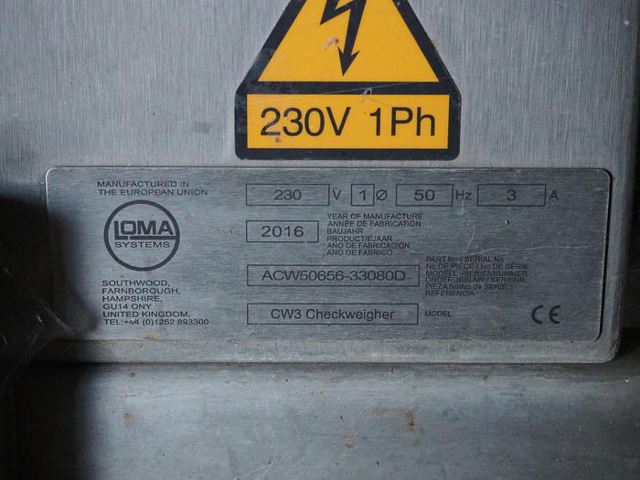Used 2016 Loma Checkweigher with rejector CW3