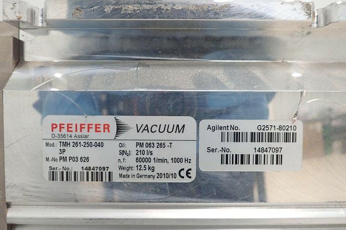 Used Pfeiffer TMH 261-250-040 3P Agilent G2571-80210 Vacuum Pump w/ Controller TC 600