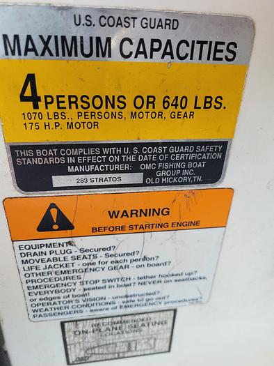 Used 1999 Stratos 283 Vindicator