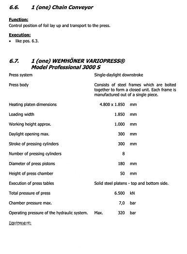 Used Wemhoner Variopress