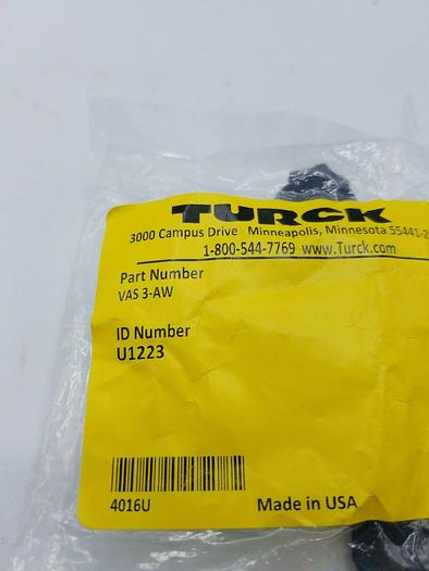 Turck VAS 3-AW Sensor Connector Male 3 Positions Straight Cable Mount