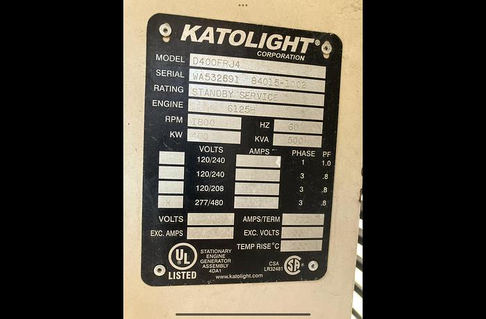 Used 2002 Katolight 400KW