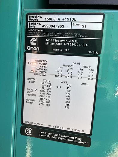 Used 1999 Cummins 150KW