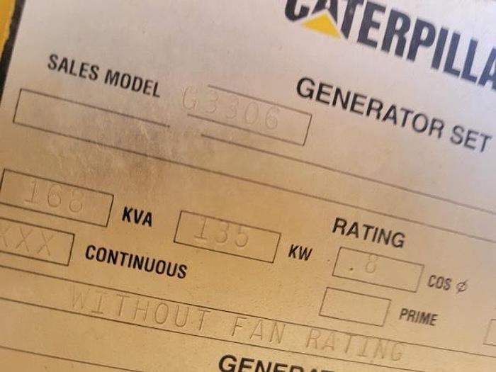 Used Caterpillar G3306 SITA Generator Set 135kW Low hours
