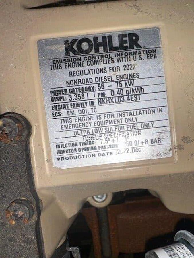 Used Kohler 50kW Tier 3 Generator